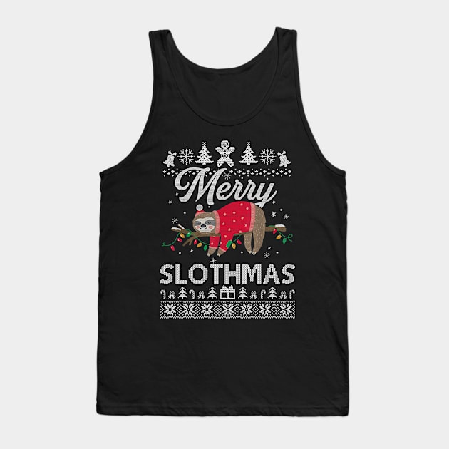 Merry Slothmas Funny Sloth Lazy Family Xmas Holiday Gift Tank Top by SloanCainm9cmi